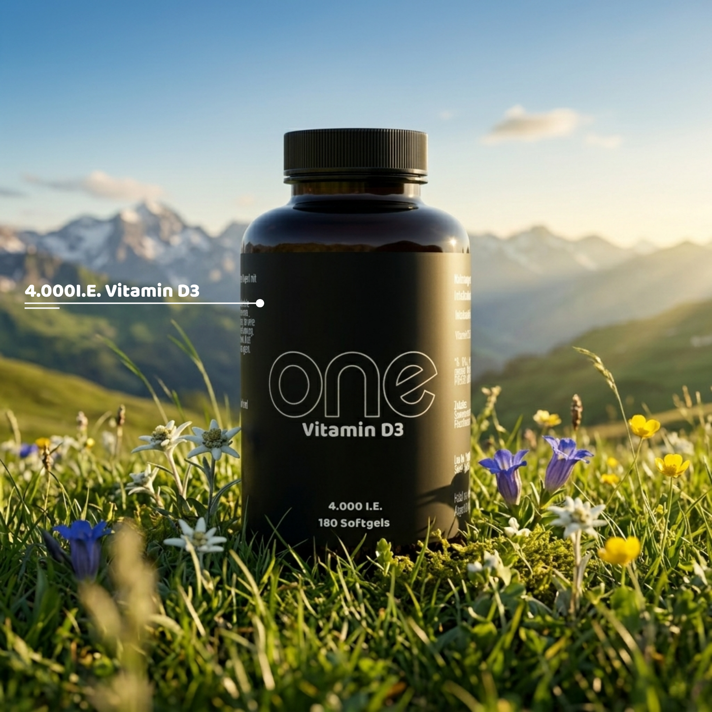 ONE Vitamin D3  4000IE – Hochdosiertes Sonnenvitamin – 180 Tabletten